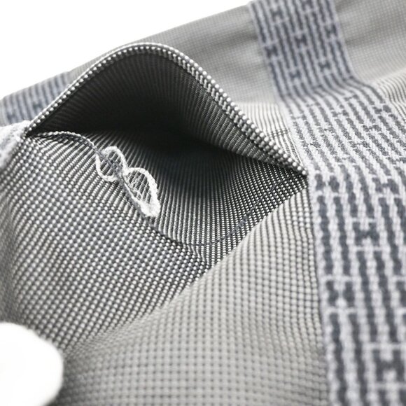 HERMES Logo Herline MM Hand Tote Bag Canvas Gray SHW Made In France 38KA972 - Picture 11 of 16